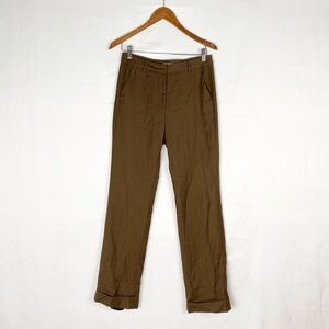 Mariacher Wool Straight Leg Pants Brown Size Small Pockets Slim